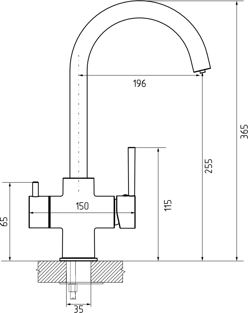 Смеситель для кухни GRANFEST QUARZ Z-5422 черный - фото3