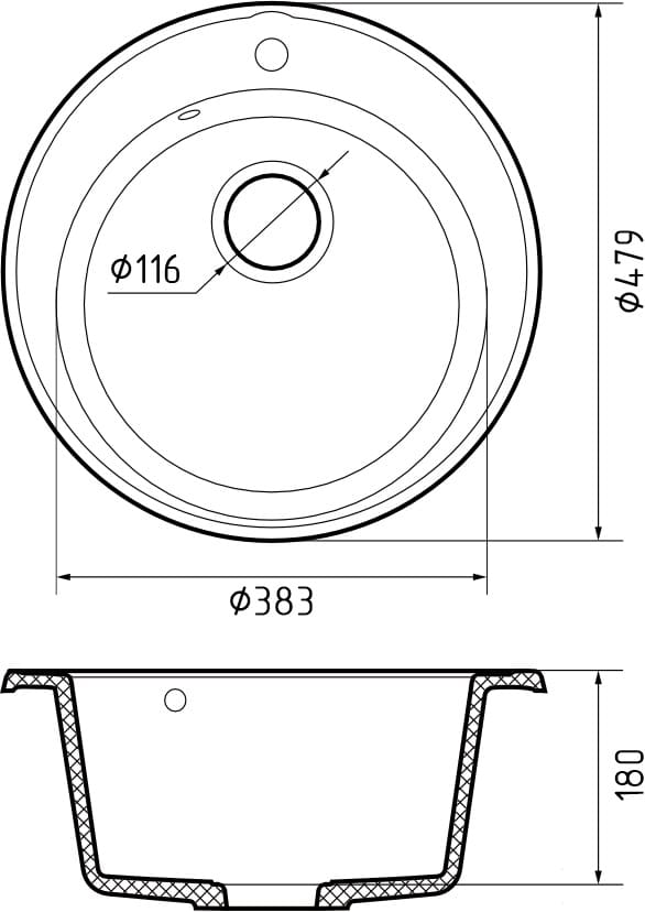 Кухонная мойка GRANFEST QUARZ Z-08 черный + сифон - фото4