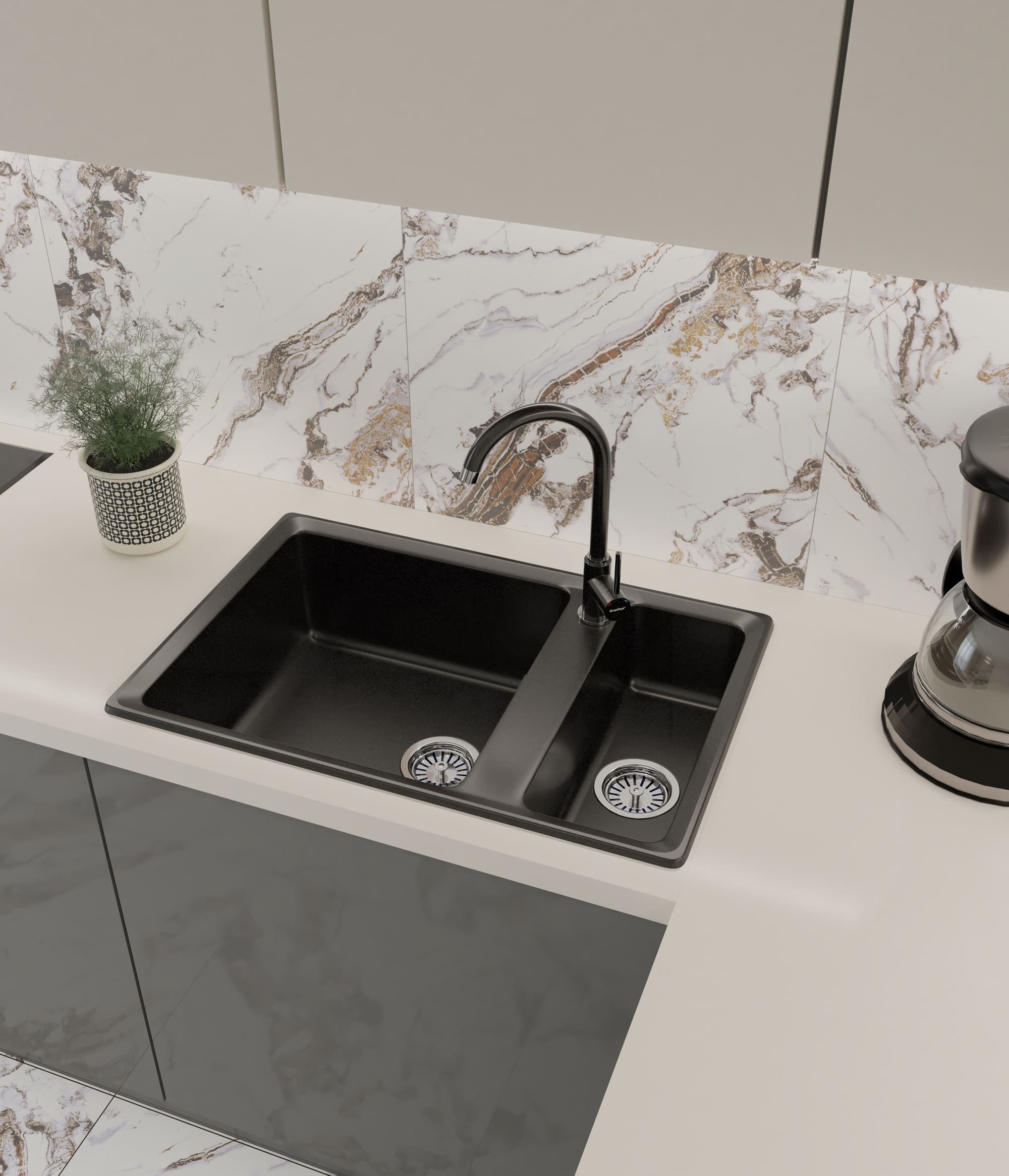 Кухонная мойка GRANFEST LEVEL LV-760K черный - фото3