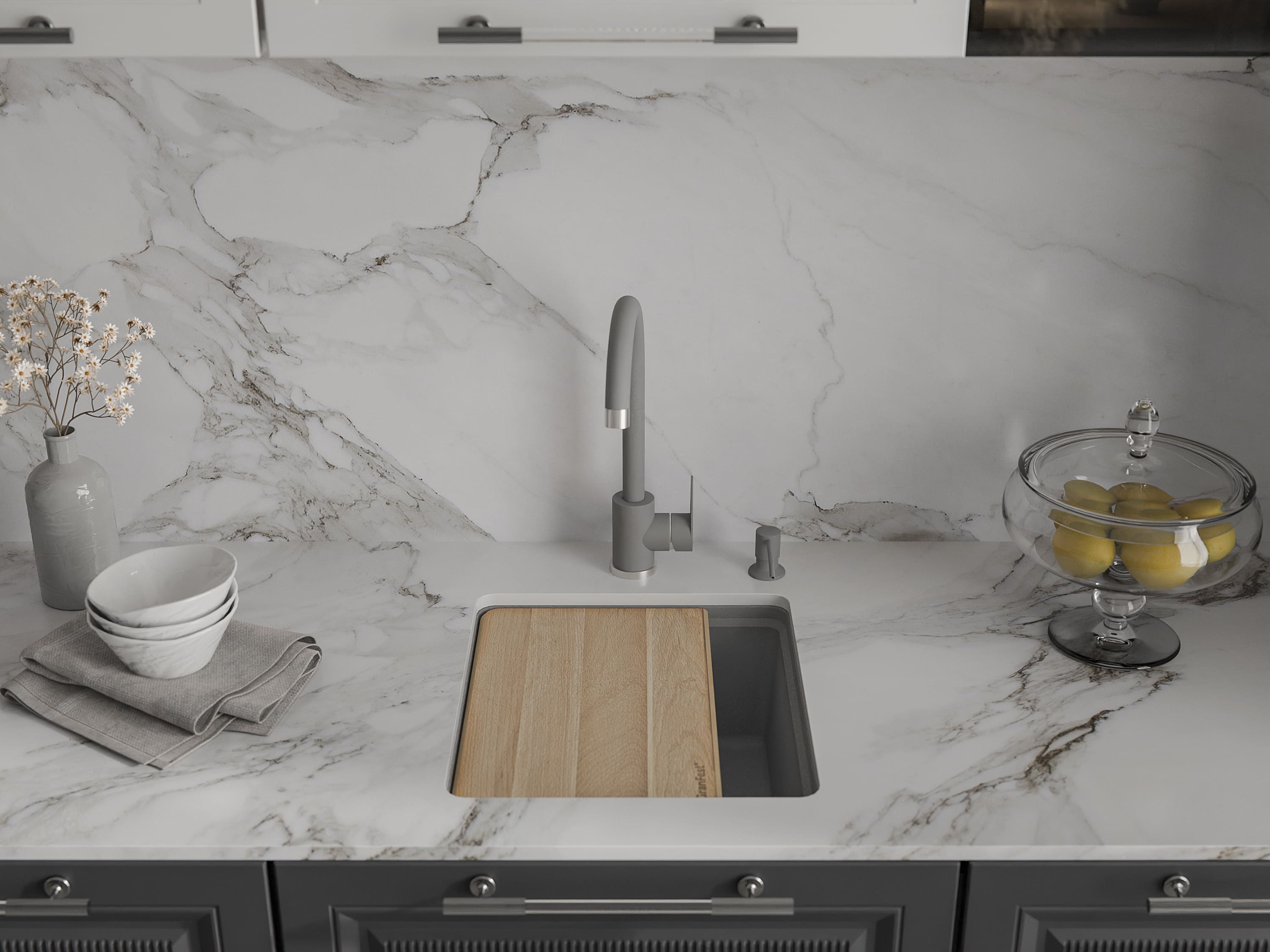 Кухонная мойка GRANFEST URBAN UR-4540 темно-серый - фото3