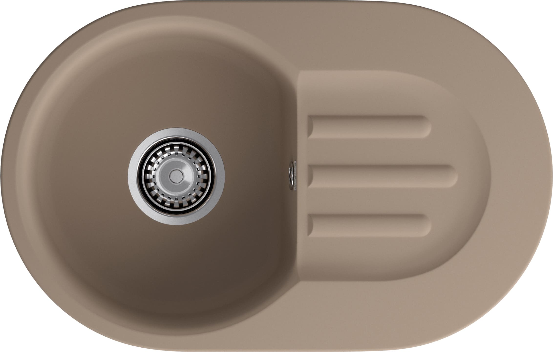 Кухонная мойка GRANFEST SMART SM-685L песочный + сифон - фото