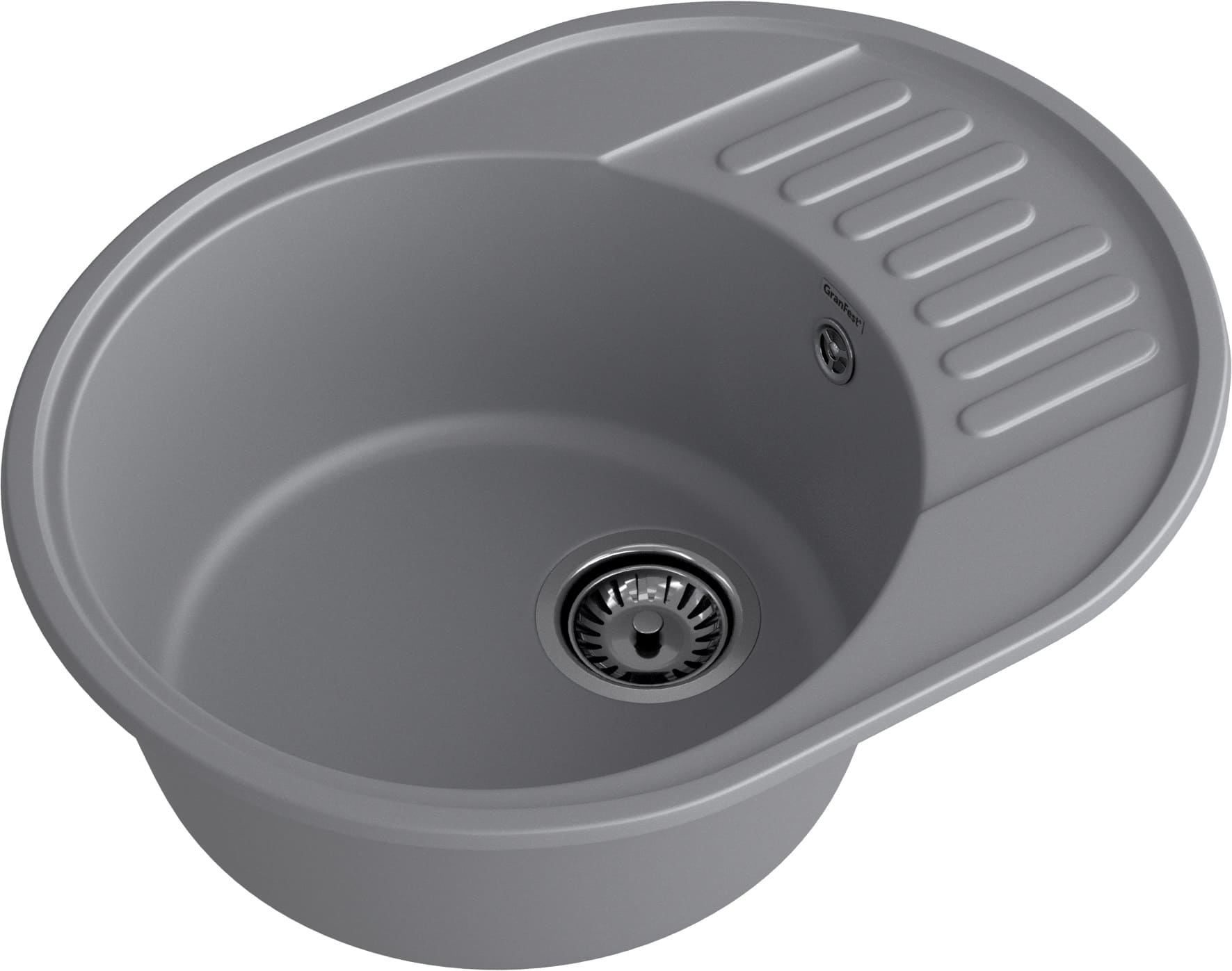 Кухонная мойка GRANFEST QUARZ Z-58 темно-серый + сифон - фото2