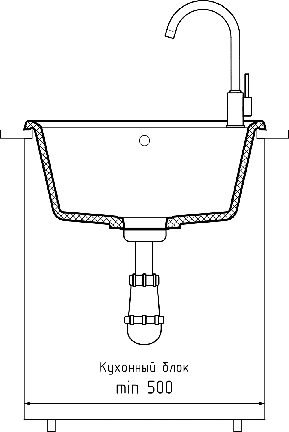 Кухонная мойка GRANFEST UNIQUE U-500 серый - фото4