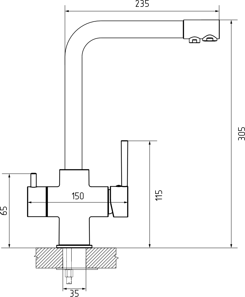 Смеситель для кухни GRANFEST QUARZ Z-5423 черный - фото3