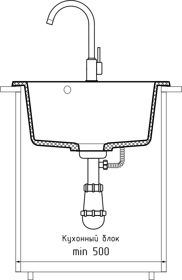 Кухонная мойка GRANFEST RONDO R-520 кашемир - фото4