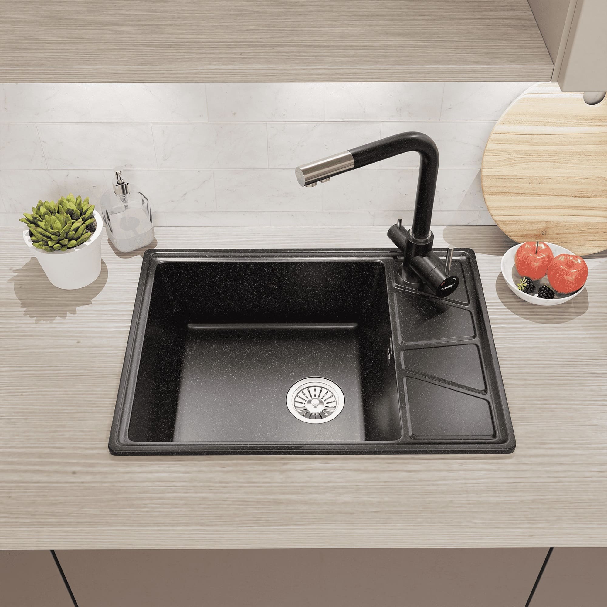 Смеситель для кухни GRANFEST 3611 черный - фото3