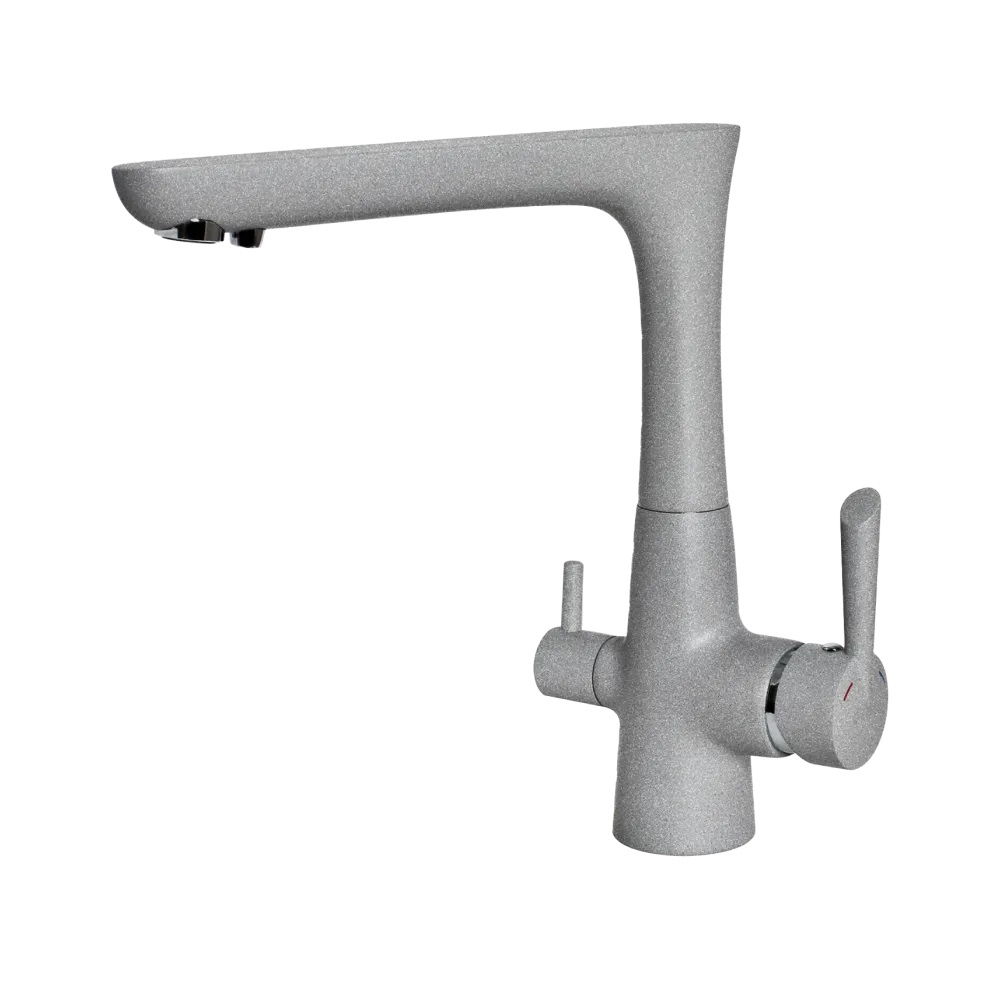 Смеситель для кухни GRANFEST 3223 серый - фото