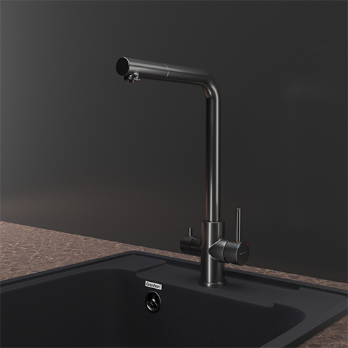 Смеситель для кухни GRANFEST QUARZ Z-5421  PVD графит - фото2