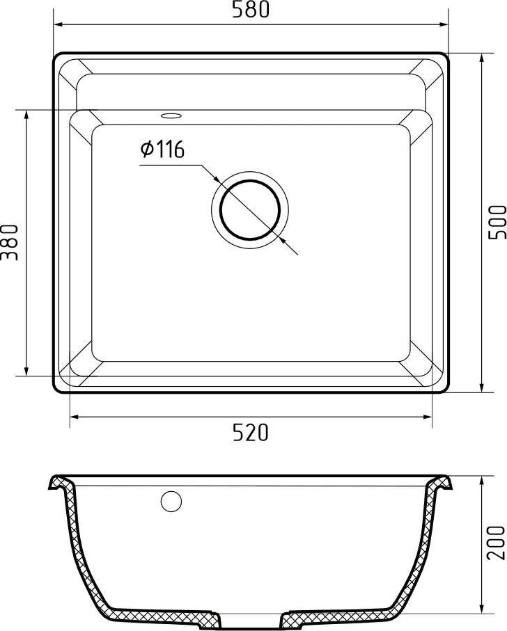 Кухонная мойка GRANFEST VERTEX V-580 топаз - фото3