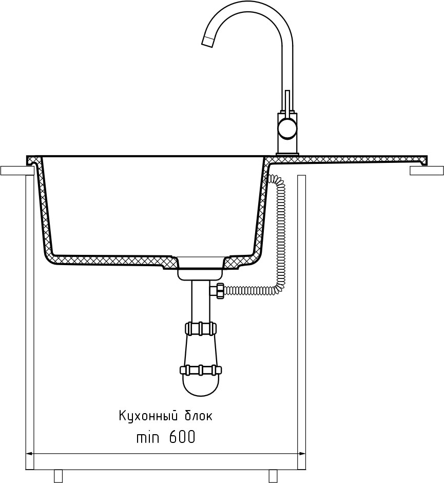 Кухонная мойка GRANFEST URBAN UR-678L темно-серый - фото4
