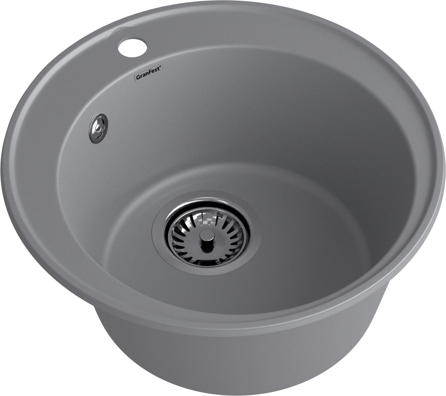 Кухонная мойка GRANFEST QUARZ Z-08 темно-серый + сифон - фото2