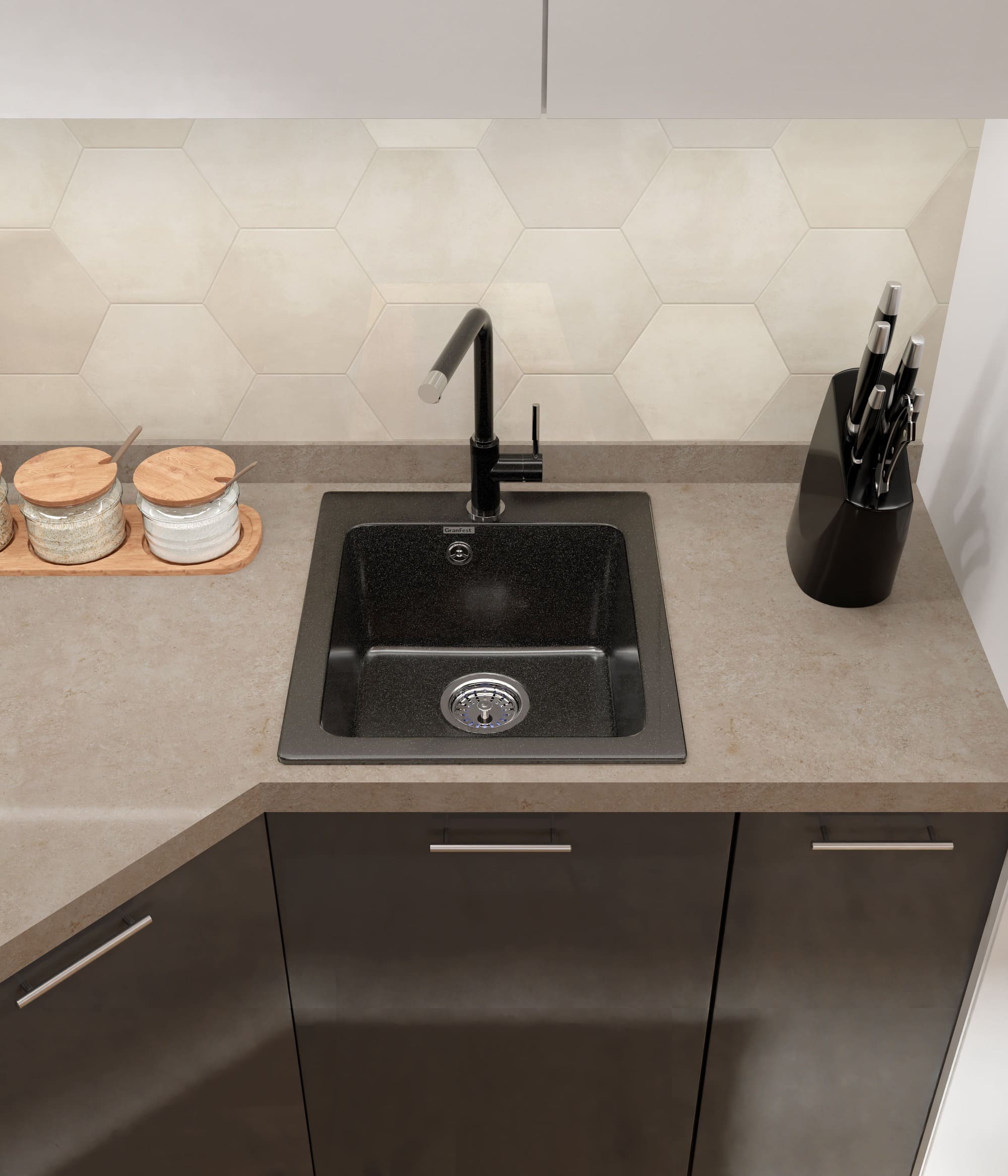 Кухонная мойка GRANFEST PRACTIK P-505 черный - фото3