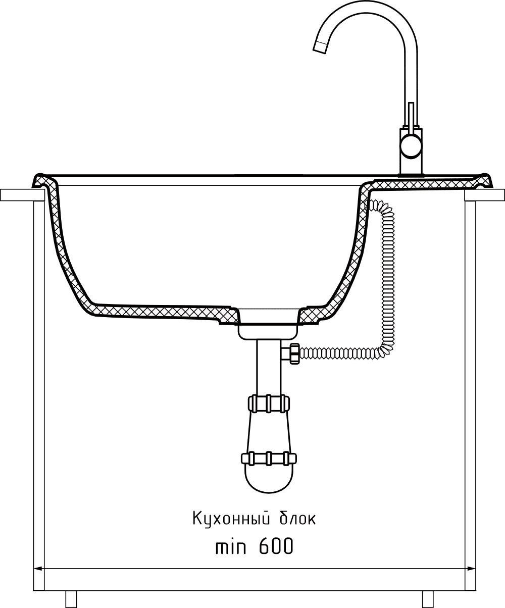 Кухонная мойка GRANFEST VERTEX V-680L графит - фото4