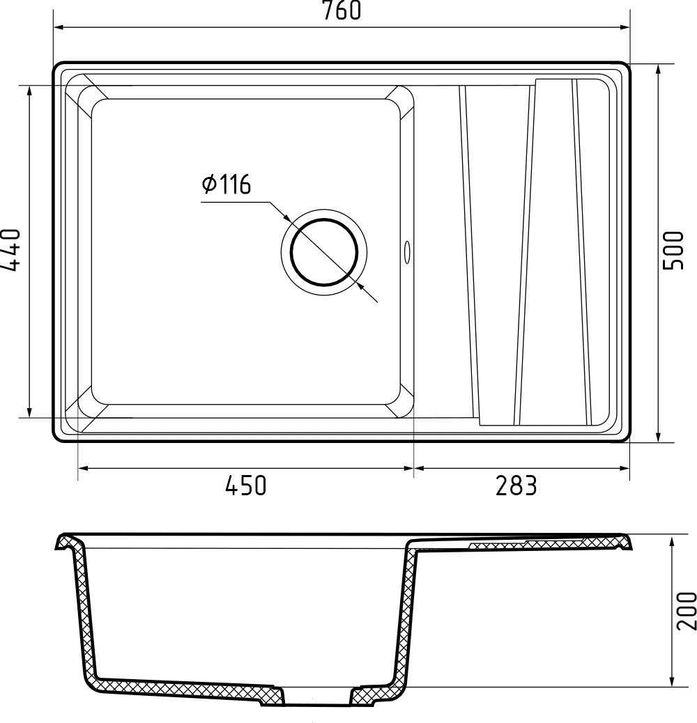 Кухонная мойка GRANFEST LEVEL LV-760L топаз - фото3