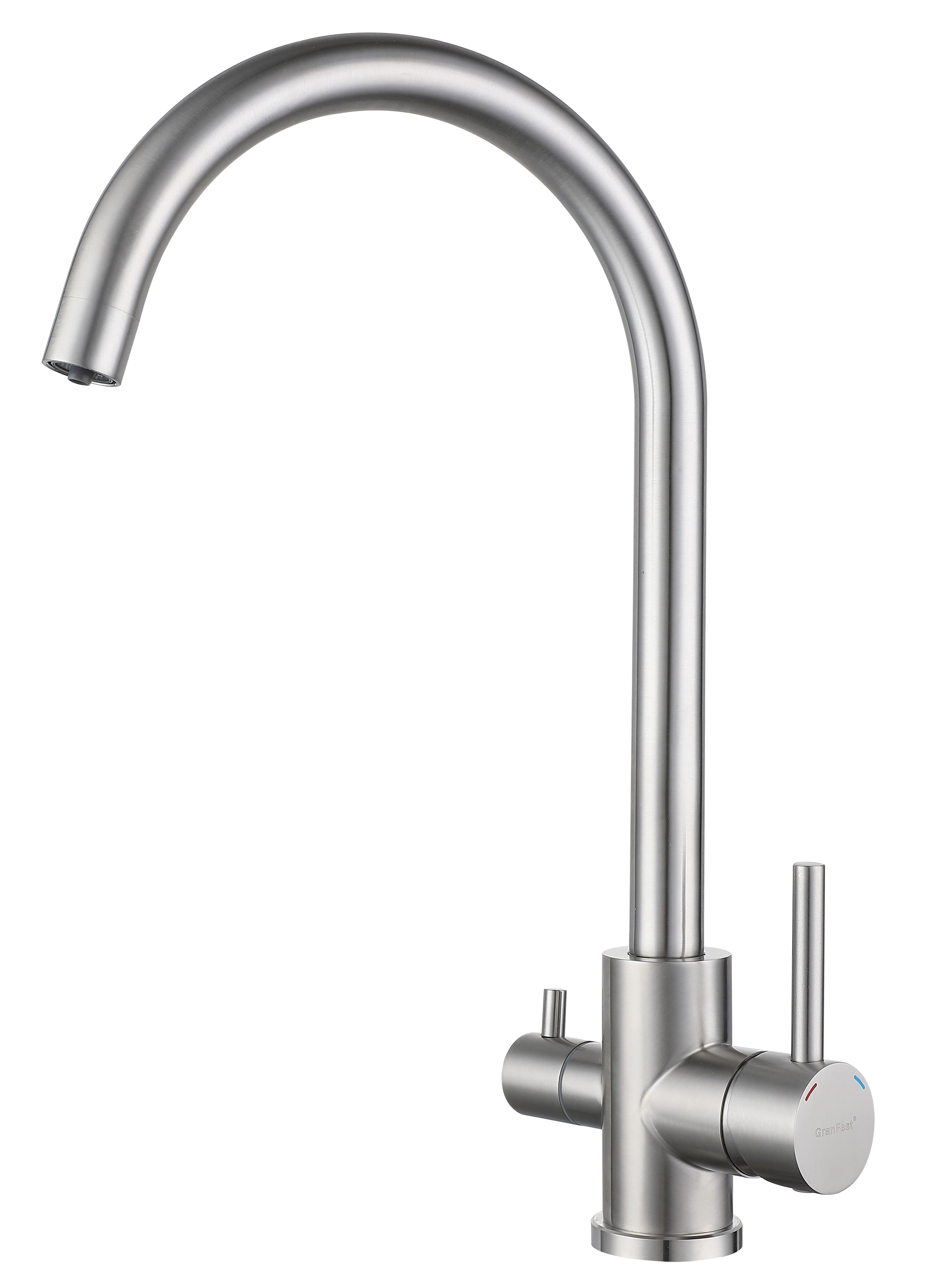 Смеситель для кухни GRANFEST QUARZ Z-5420 нержавейка - фото
