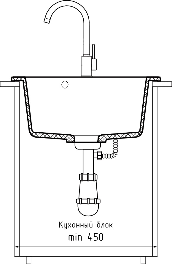 Кухонная мойка GRANFEST RONDO R-510 кашемир - фото4