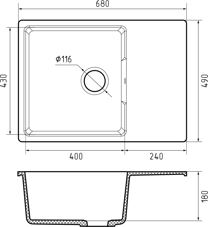 Кухонная мойка GRANFEST URBAN UR-668L песочный - фото3