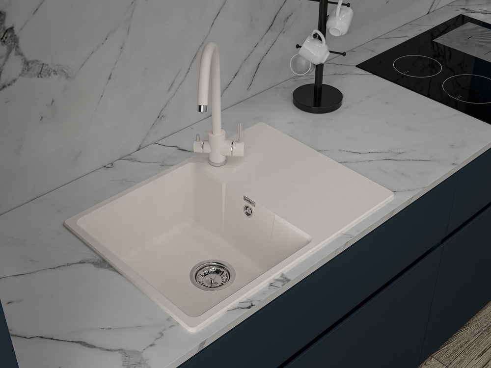 Кухонная мойка GRANFEST URBAN UR-668L белый - фото3