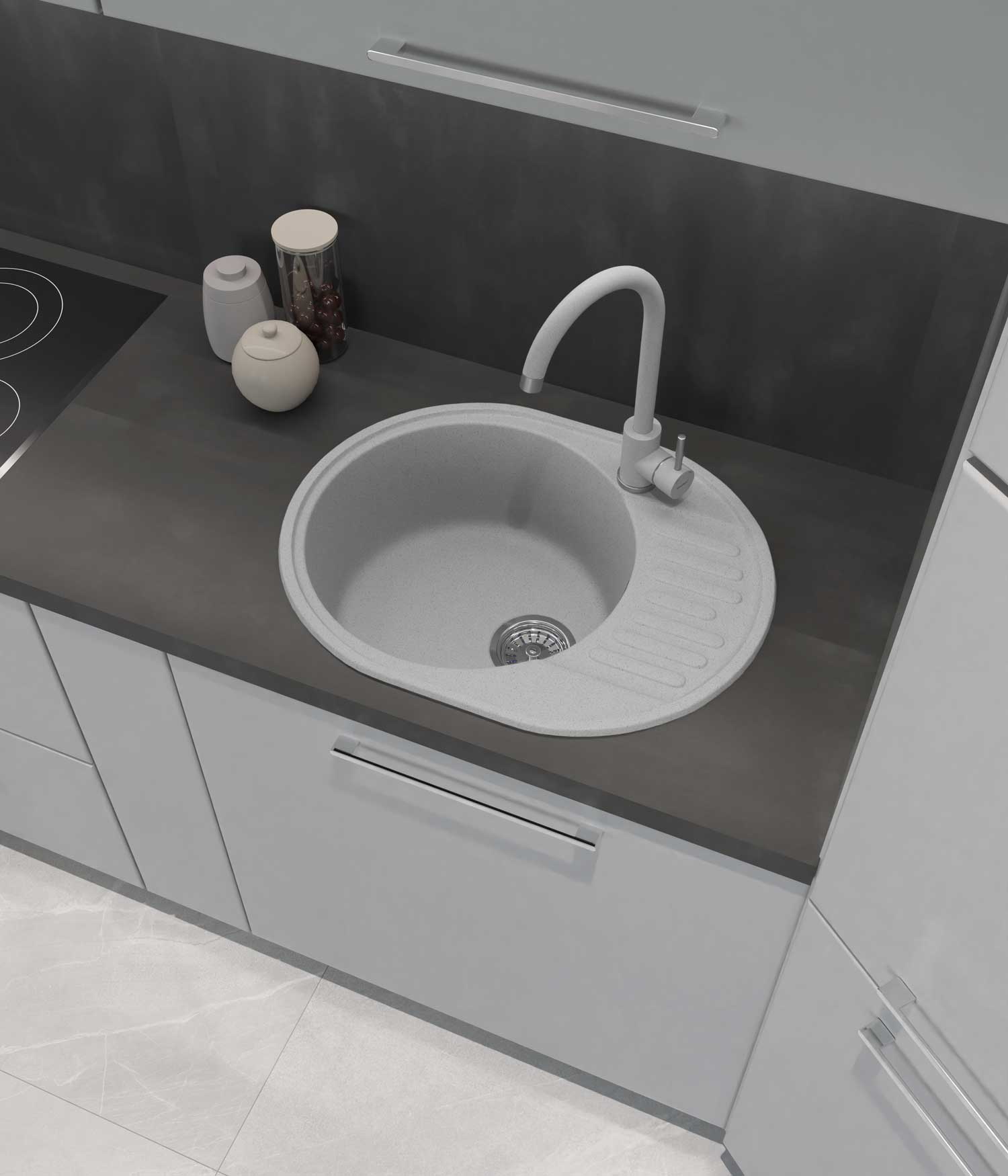 Смеситель для кухни GRANFEST QUARZ Z-5410 серый - фото2