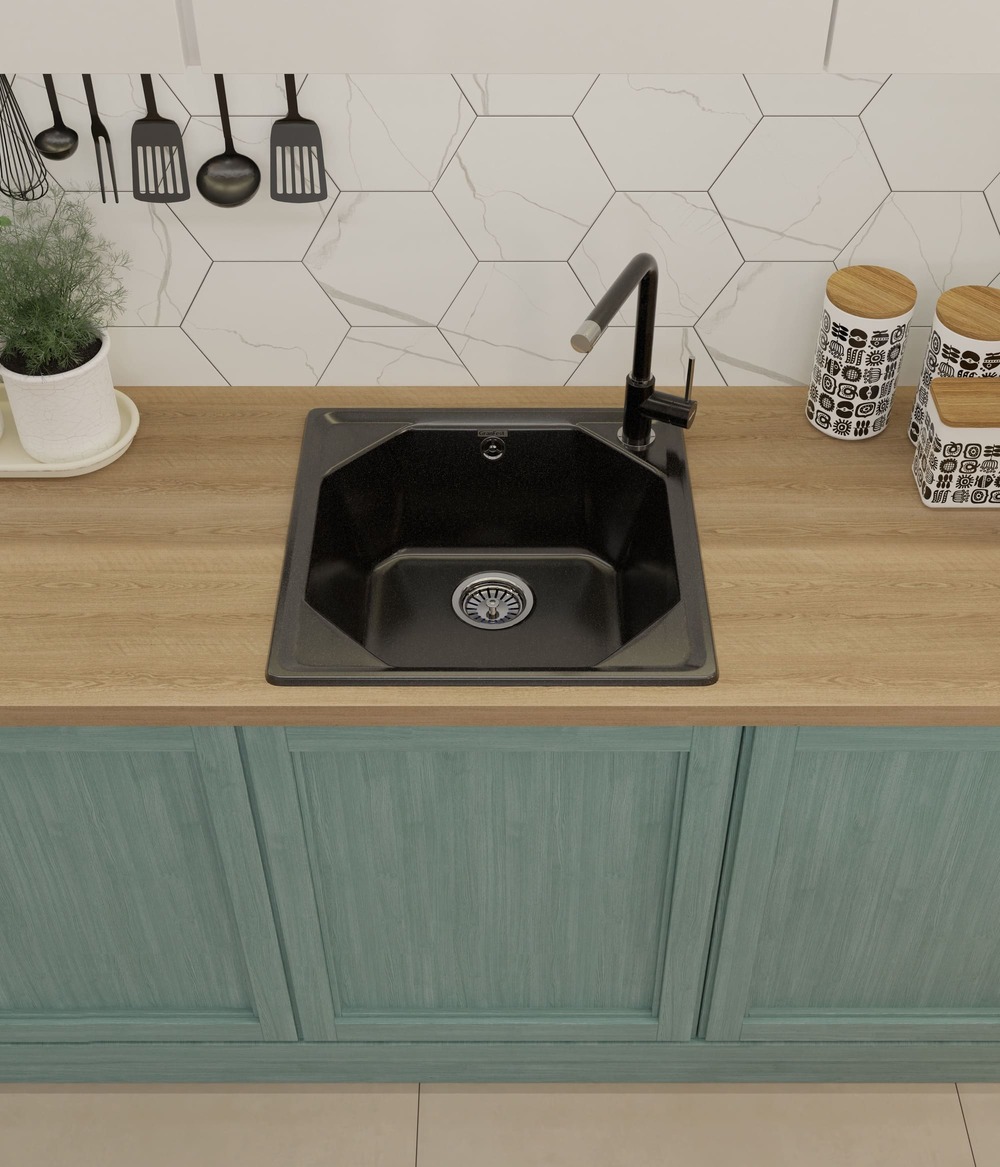 Кухонная мойка GRANFEST UNIQUE U-500 черный - фото3
