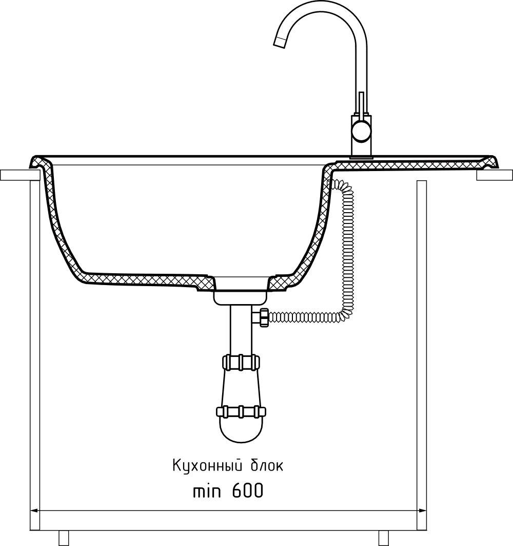 Кухонная мойка GRANFEST VERTEX V-780L графит - фото4