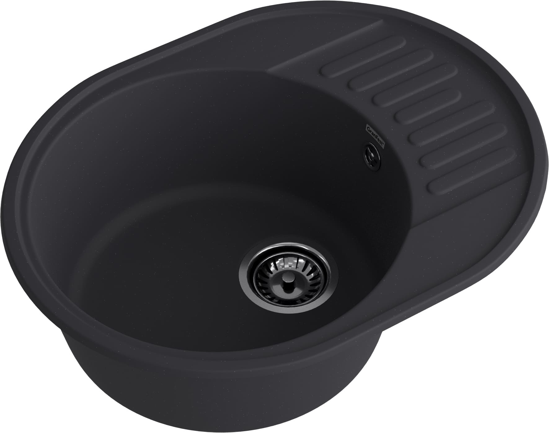 Кухонная мойка GRANFEST QUARZ Z-58 черный + сифон - фото2