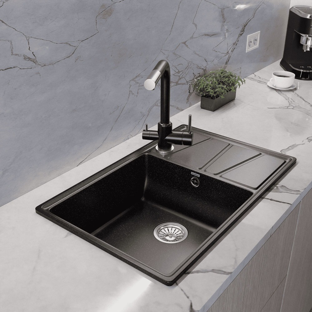 Кухонная мойка GRANFEST VERTEX V-780L черный - фото3