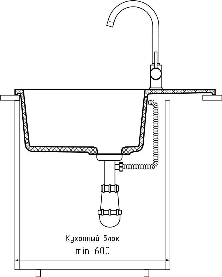 Кухонная мойка GRANFEST URBAN UR-668L серый - фото4