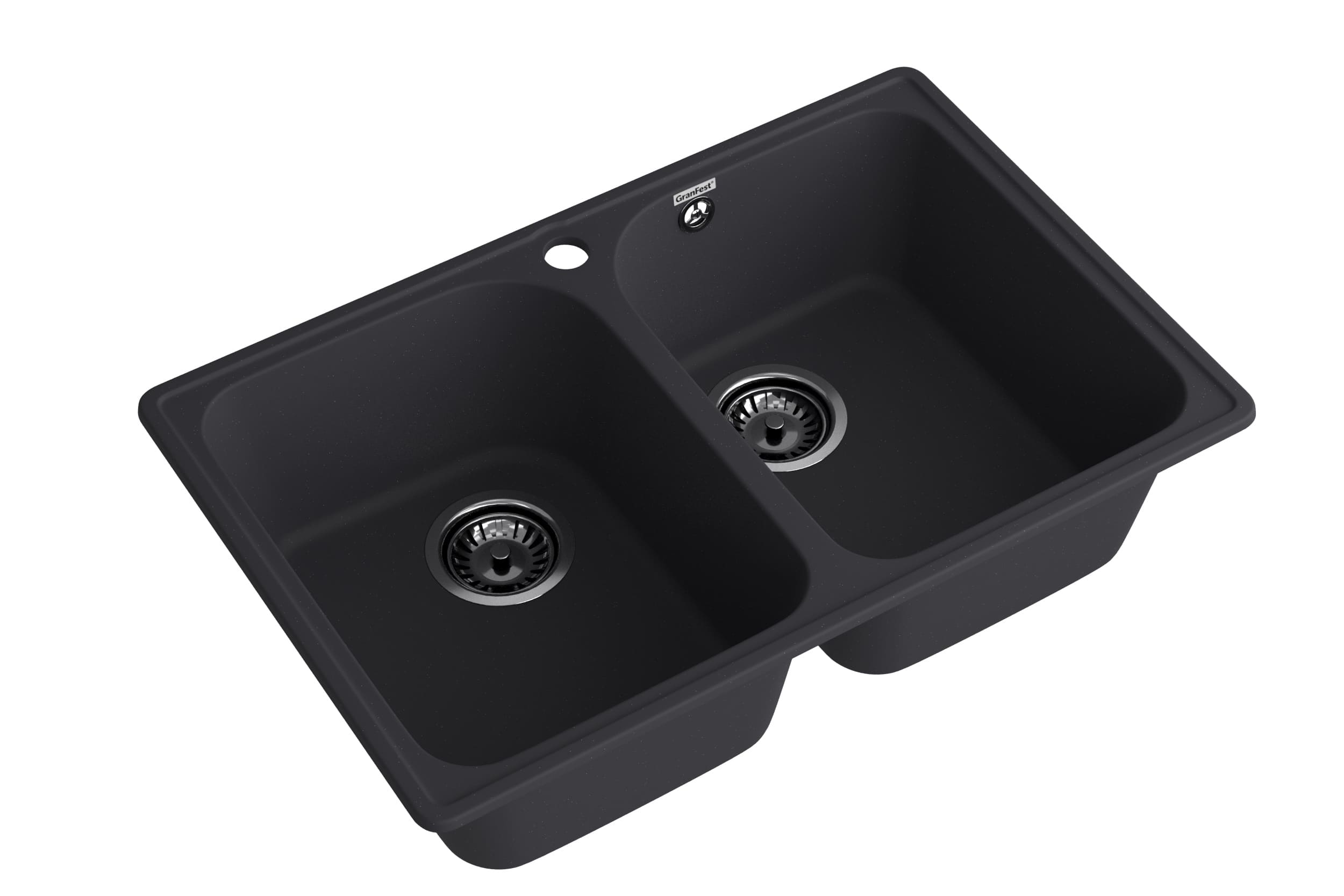 Кухонная мойка GRANFEST QUARZ Z-15 черный + сифон - фото2