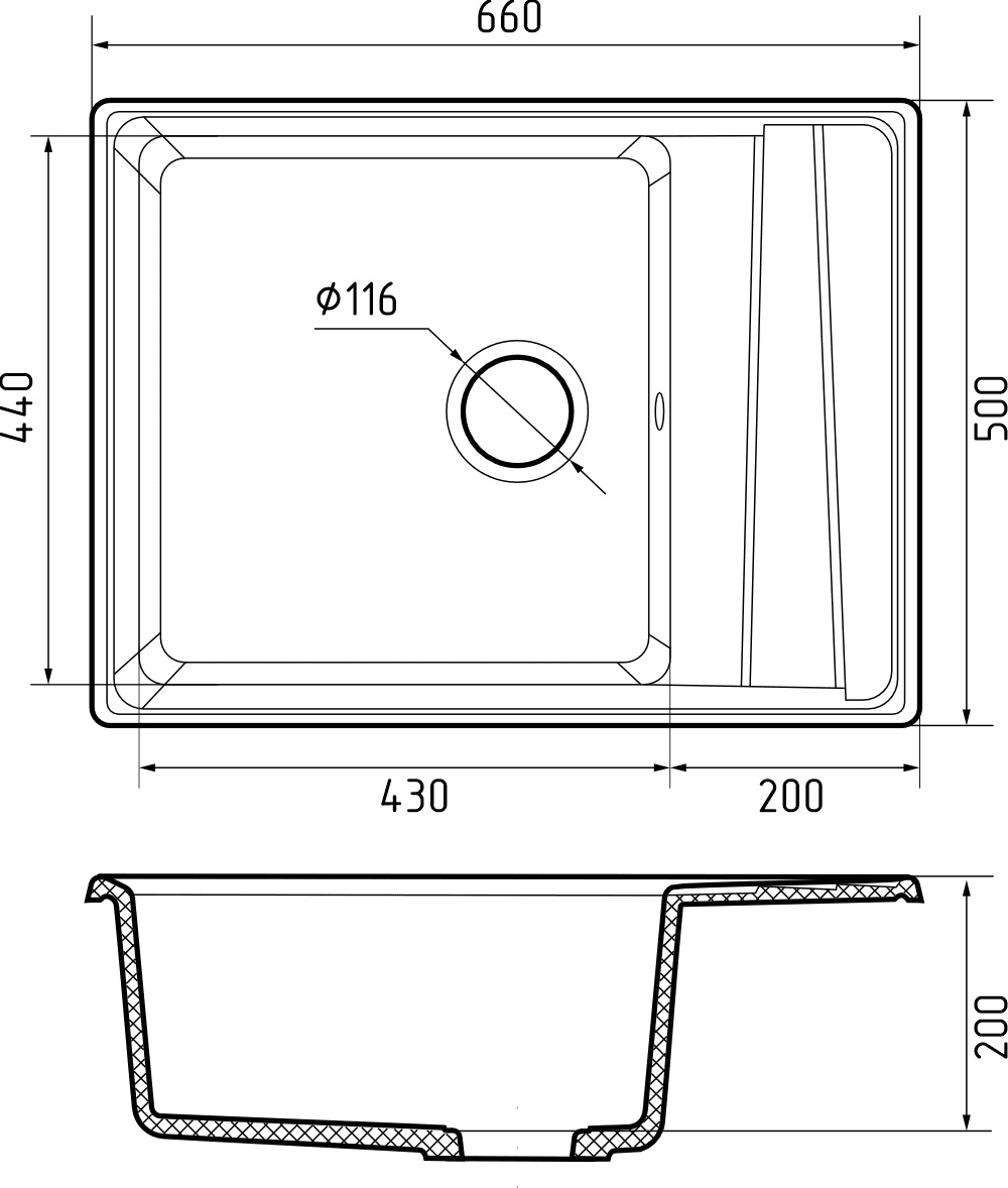 Кухонная мойка GRANFEST LEVEL LV-660L серый - фото3