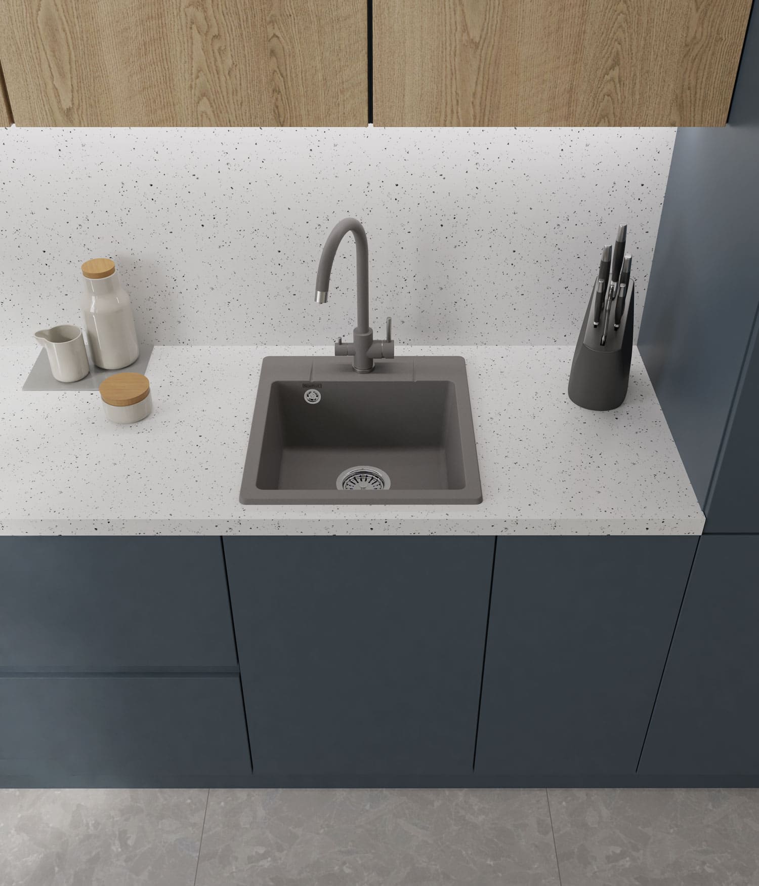 Кухонная мойка GRANFEST URBAN UR-245 темно-серый - фото3
