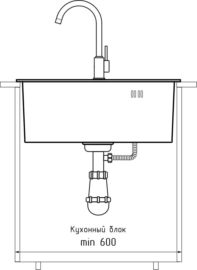Кухонная мойка из нержавеющей стали GRANFEST METAL 5045 PVD графит - фото3