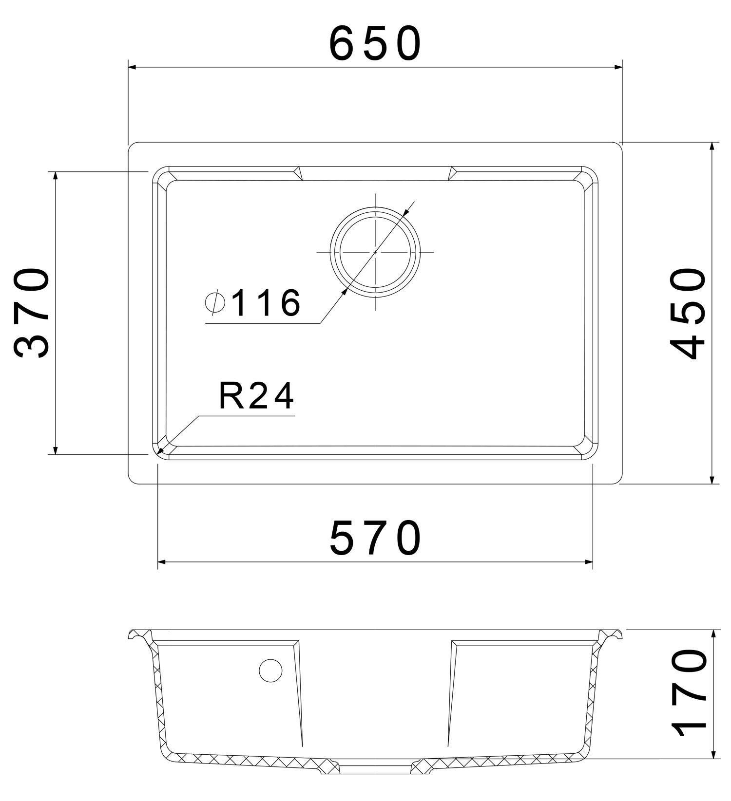 Кухонная мойка GRANFEST URBAN UR-4565 черный - фото3