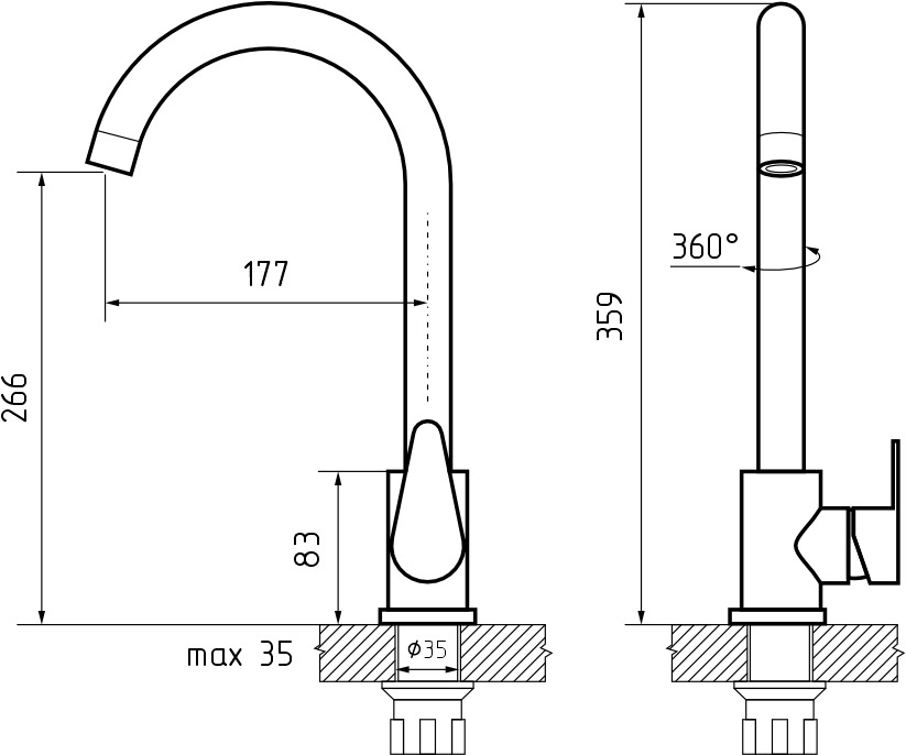 Смеситель для кухни GRANFEST QUARZ Z-5412 песочный - фото2