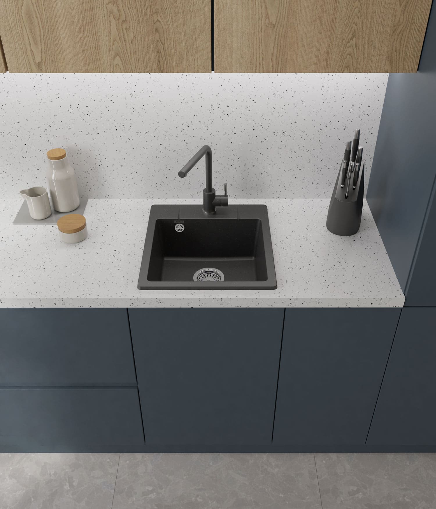 Кухонная мойка GRANFEST URBAN UR-245 черный - фото3