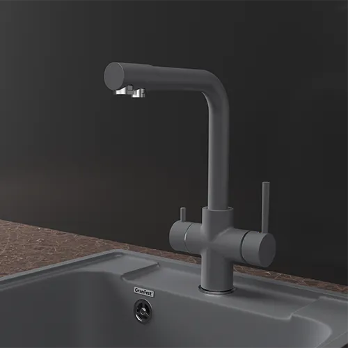 Смеситель для кухни GRANFEST QUARZ Z-5423 темно-серый - фото2