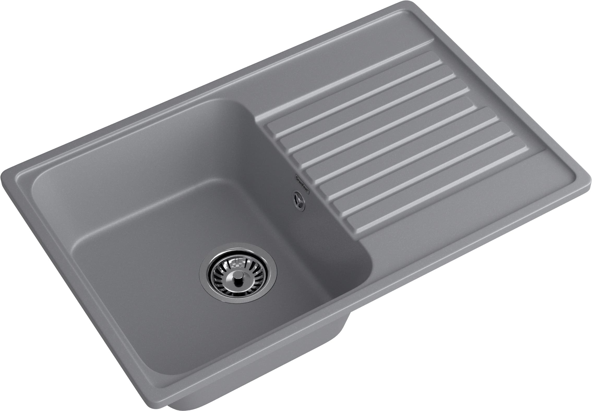 Кухонная мойка GRANFEST QUARZ Z-78 темно-серый + сифон - фото2