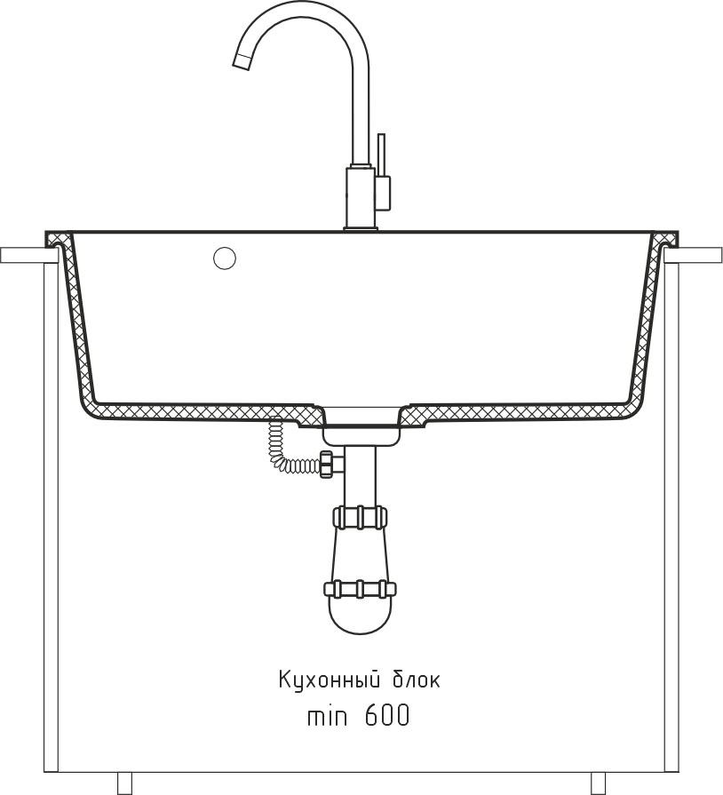 Кухонная мойка GRANFEST URBAN UR-4565 черный - фото4