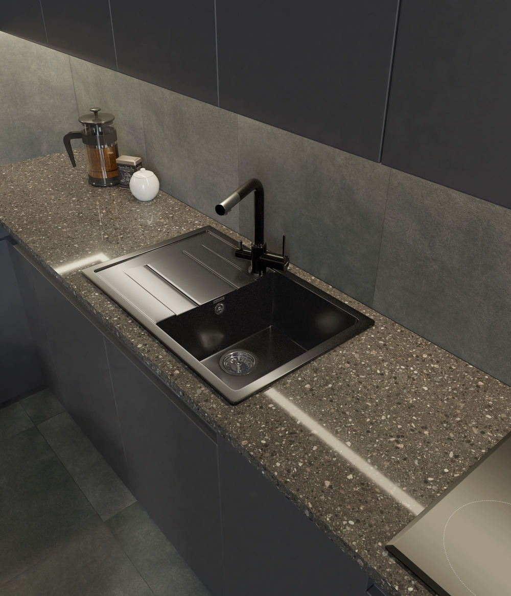 Кухонная мойка GRANFEST QUADRO Q-780L черный - фото3