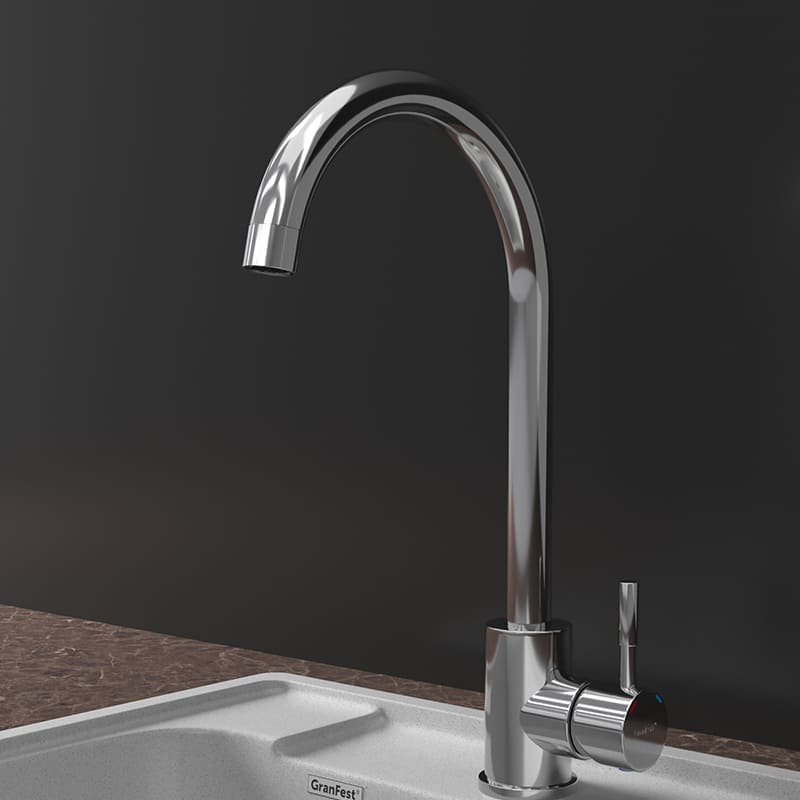Смеситель для кухни GRANFEST QUARZ Z-5410 нержавейка - фото4