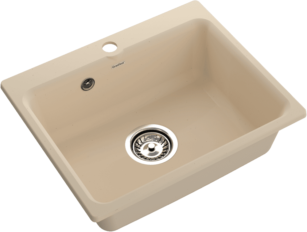 Кухонная мойка GRANFEST SMART SM-520 бежевый + сифон - фото2