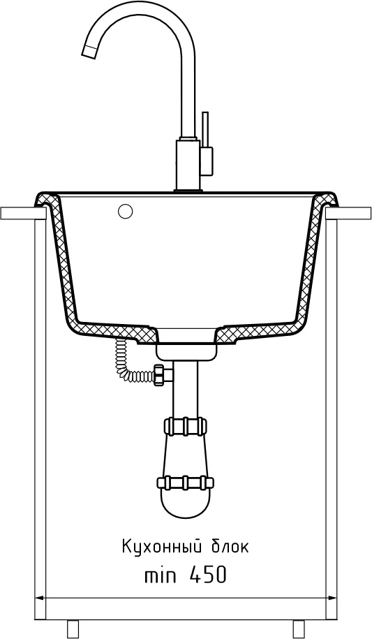Кухонная мойка GRANFEST QUARZ Z-17 песочный + сифон - фото4