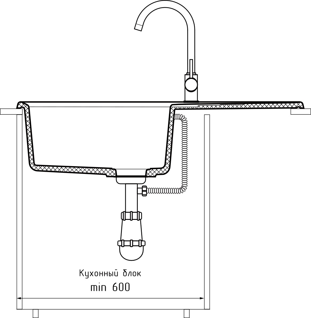 Кухонная мойка GRANFEST LEVEL LV-860L топаз - фото4