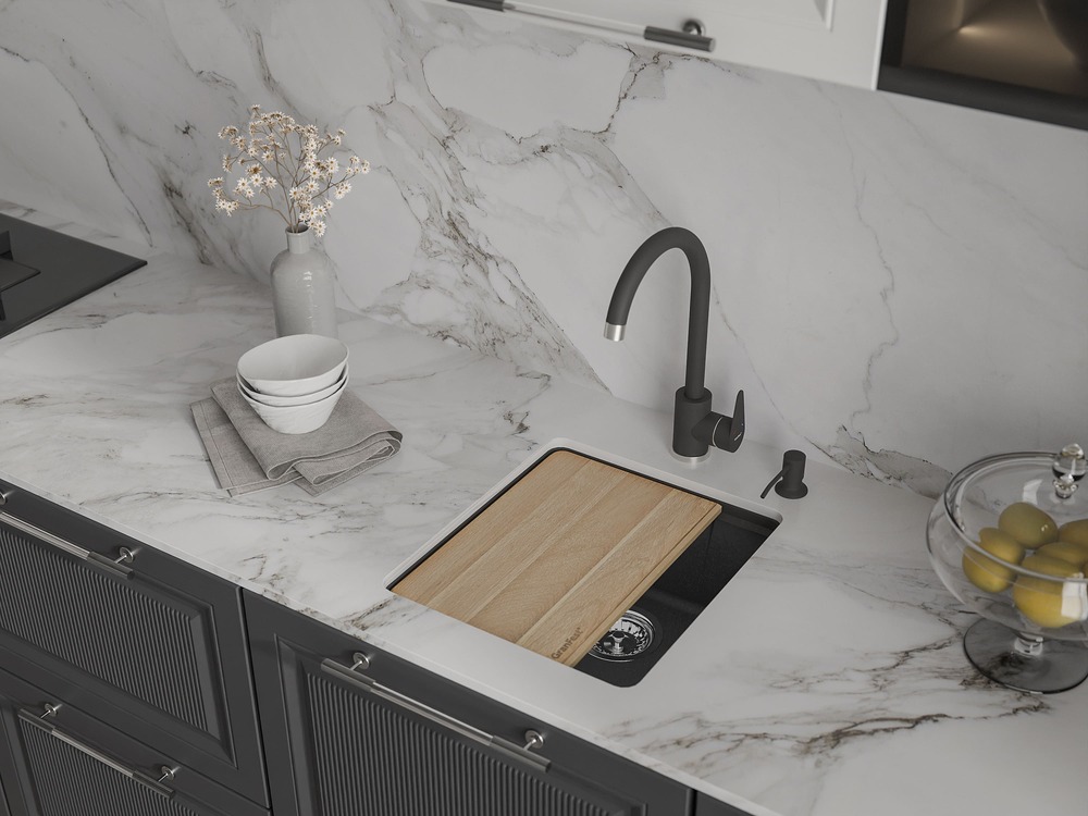 Кухонная мойка GRANFEST URBAN UR-4540 черный - фото3