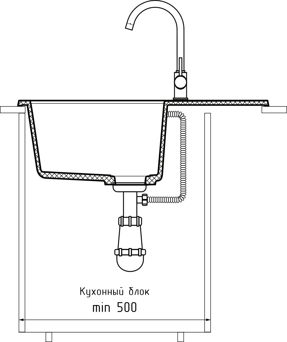 Кухонная мойка GRANFEST QUADRO Q-650L кашемир - фото4