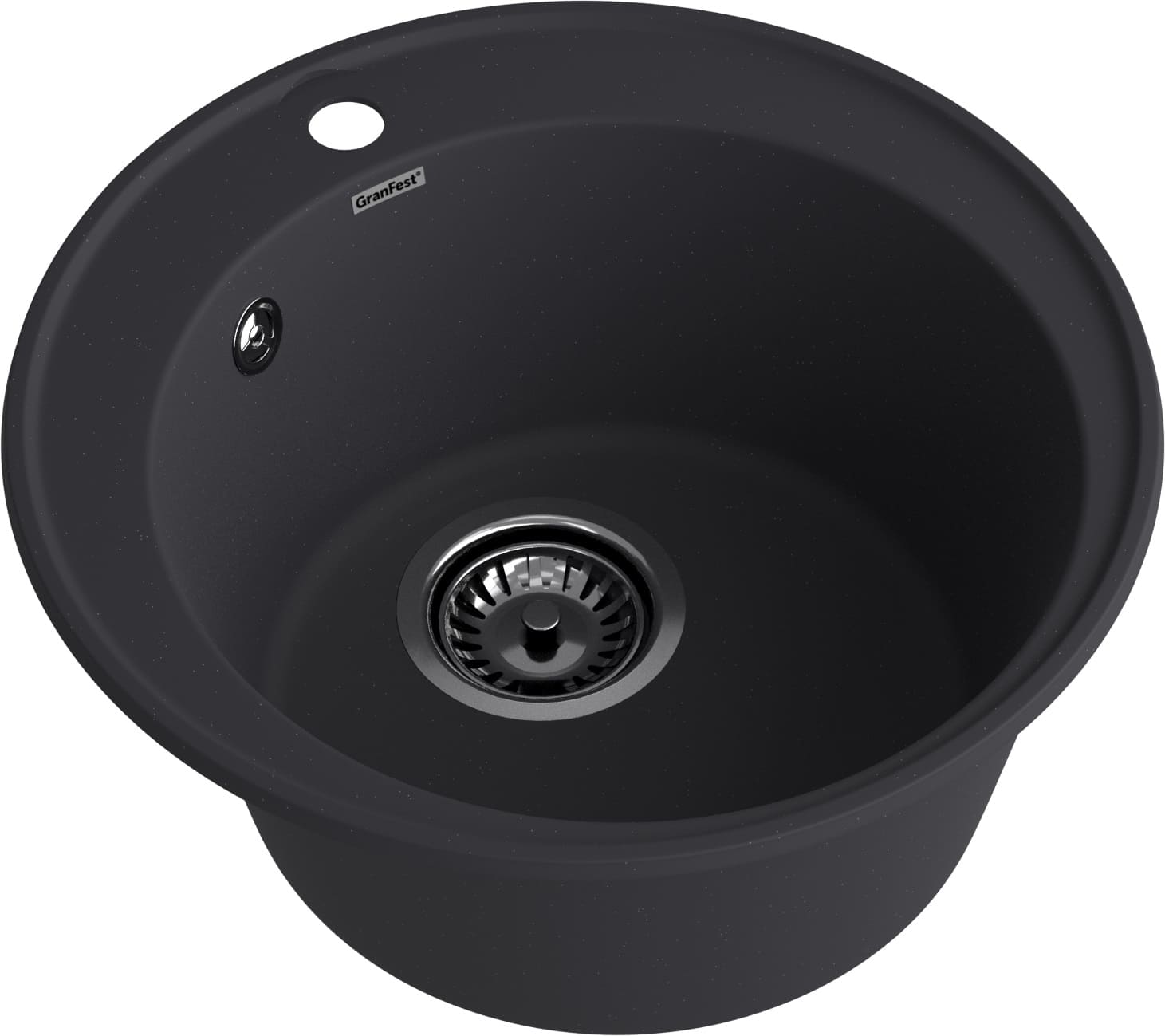 Кухонная мойка GRANFEST QUARZ Z-08 черный + сифон - фото2