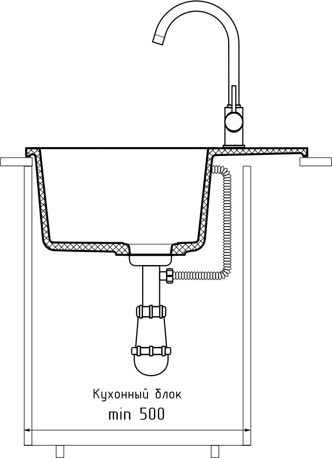 Кухонная мойка GRANFEST URBAN UR-258L черный - фото4