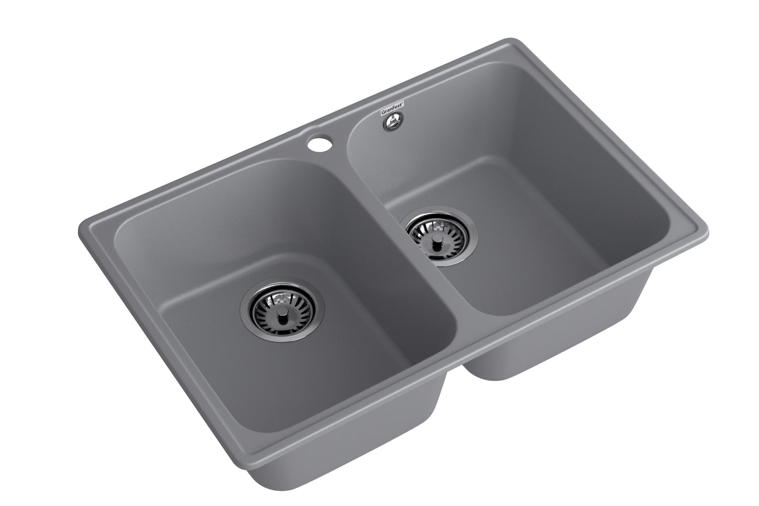 Кухонная мойка GRANFEST QUARZ Z-15 темно-серый + сифон - фото2