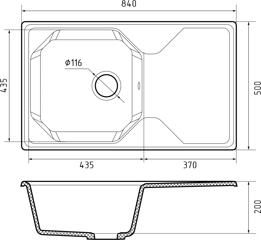 Кухонная мойка GRANFEST UNIQUE U-840L черный - фото4
