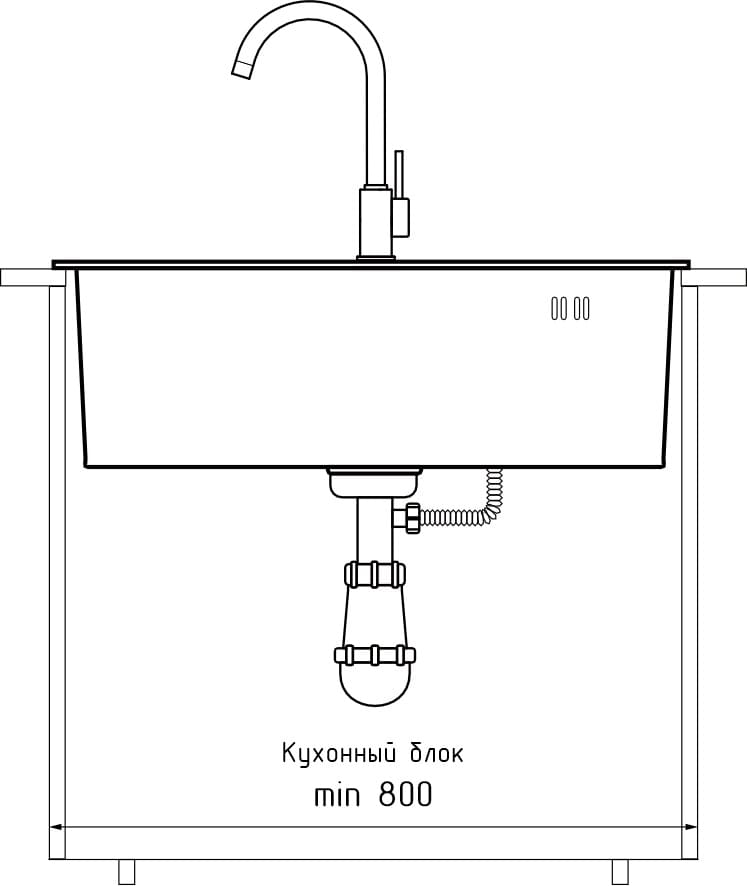 Кухонная мойка из нержавеющей стали GRANFEST METAL 6045 PVD графит - фото3